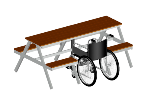 mesa inclusiva con espacio para silla de ruedas