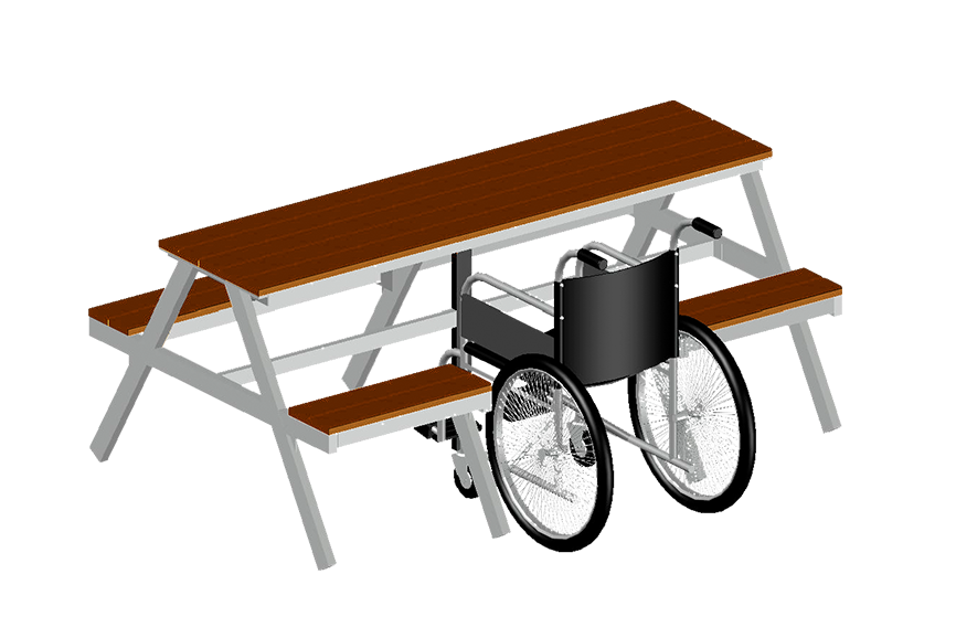 mesa inclusiva con espacio para silla de ruedas