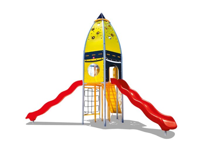 juego infantil exterior en forma de nave