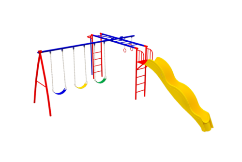juego con columpios y resbaladilla