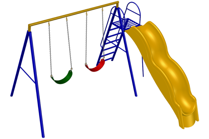 juego de columpios con resbaladilla