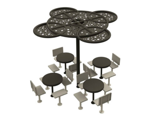 4 mesas con pergola