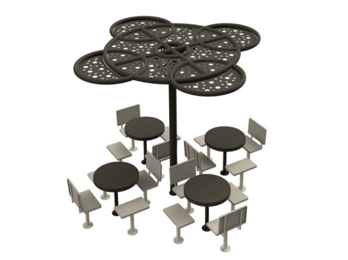 4 mesas con pergola