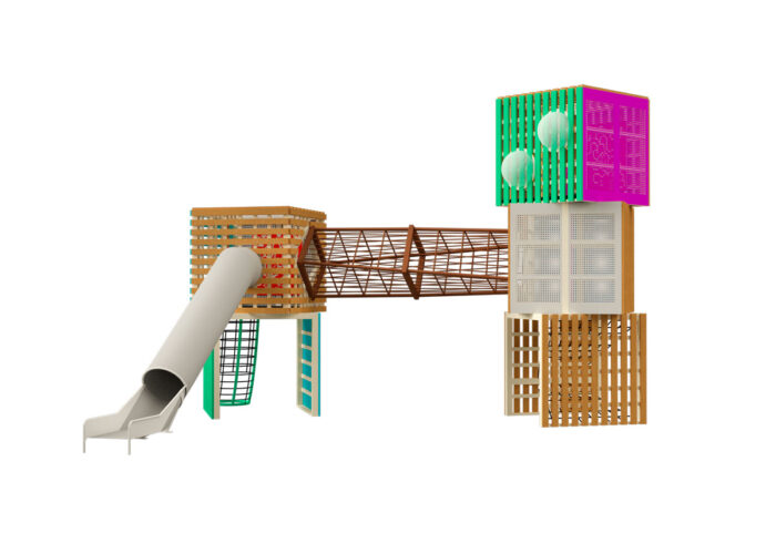 juego infantil gigante con tobogan