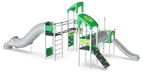 Cuatro torres con tobogan de tubo